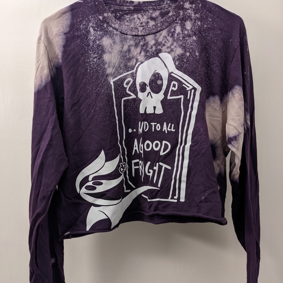 Hot Topic Tops - Hot Topic Nightmare Before Christmas Medium Tie Dye Crop Top Long Sleeve